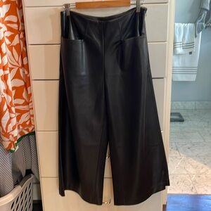 Crop wide leg Faux leather pants